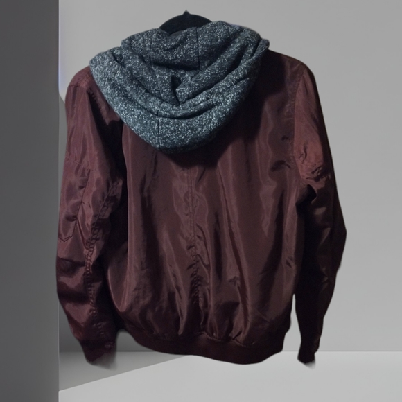 Ci Sono Burgandy Hooded Bomber Style Jacket - Picture 3 of 7